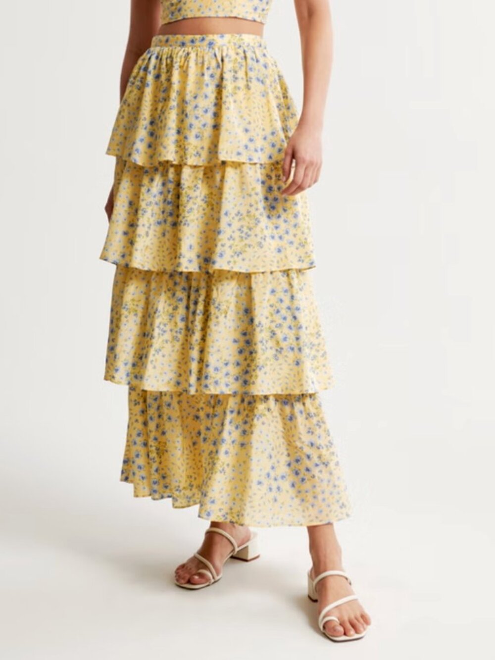 Abercrombie & Fitch Yellow/Blue Floral Maxi Skirt